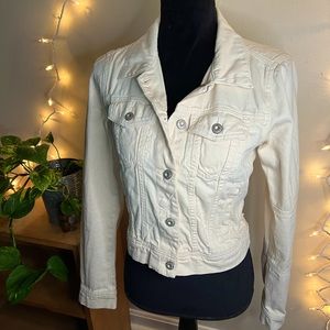 XS Free People White Rumors Denim Jacket